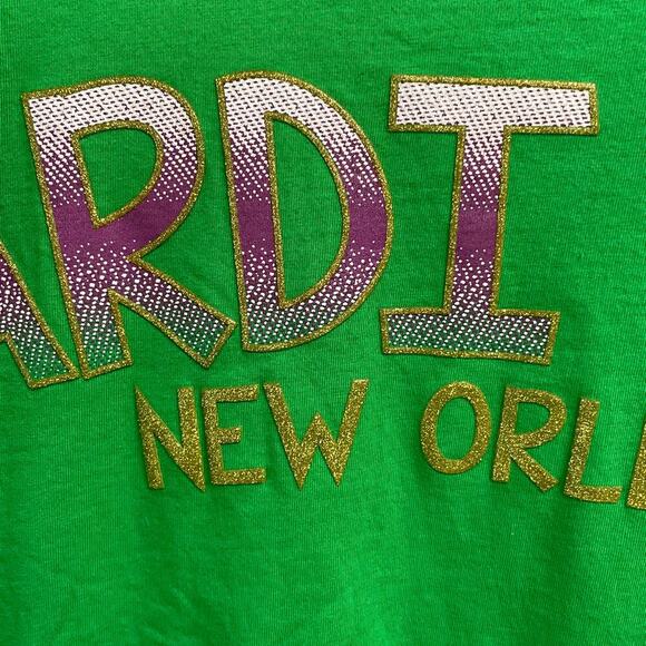 Mardi Gras Spirit Jersey Size Large Womens V-Neck Green Parade New Orleans - Picture 4 of 5